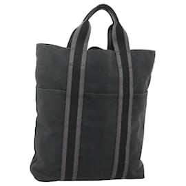 Hermès-HERMES Fourre Tout Cabas Sac Tote en Toile Noir Auth mr1312-Noir