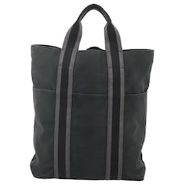 Hermès-HERMES Fourre Tout Cabas Sac Tote en Toile Noir Auth mr1312-Noir