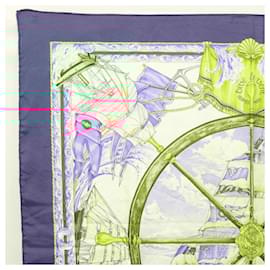 Hermès-HERMES Carre 90 Scarf ""VIVE LE VENT"" Silk Beige Auth 119908-Beige