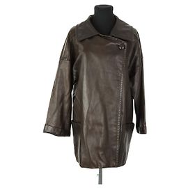 Inès de la Fressange Cappotto in pelle marrone Marrone