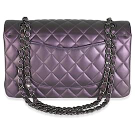 Chanel-Sac à main Chanel en cuir d'agneau matelassé irisé violet, Medium Classic Double Flap-Violet