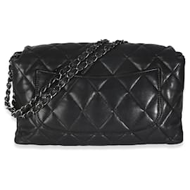 Chanel-Sac à rabat Chanel 3 Accordion en cuir d'agneau matelassé noir Chanel-Noir