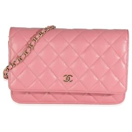Chanel-Chanel Pink Quilted Caviar Classic Wallet On Chain-Pink