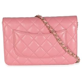 Chanel-Chanel Pink Quilted Caviar Classic Wallet On Chain-Pink