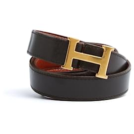 Hermès-Hermès H Belt to compose reversible Constance adjustable Leather Belt Hermes-Brown,Golden,Caramel