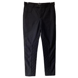 Chanel 12A Black Cotton Quilted Riding Pants Trousers FR 36 Black