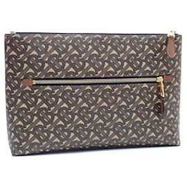 Burberry-Burberry Brown PVC Leather Clutch Bag-Brown
