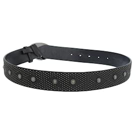 Versace-Versace Medusa Studded Leather Belt-Black