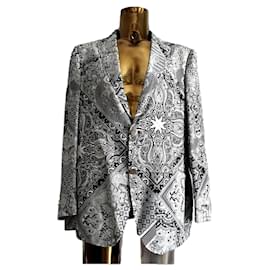 Etro's Black & White Patterned - Silk Jacket Black White