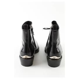 Louis Vuitton-Black leather boots-Black