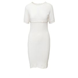 Jean Paul Gaultier Baumwollrippstrick Kleid Eggshell Aus weiß