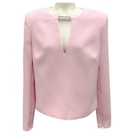 Roland Mouret-Roland Mouret Pink 2023 Long Sleeve Crepe Top-Pink