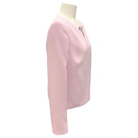 Roland Mouret-Roland Mouret Pink 2023 Long Sleeve Crepe Top-Pink