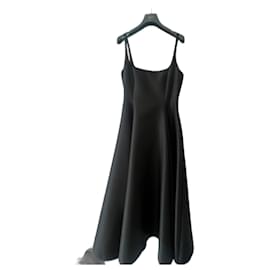 Christian Dior-Mid-length dress in wool and silk-Black