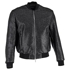 Dsquared2 Textured Zipped Bomber Jacket in Black Polyester  Black
