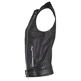 Balmain- Balmain Belted Vest Jacket in Black Leather-Black