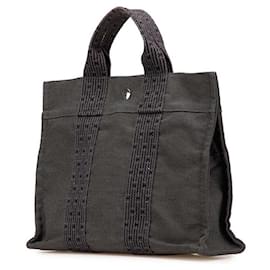 Hermès-Sac tote en toile Hermes Herline PM-Gris