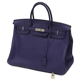 Hermès-Hermes Birkin 40 Handbag Blue-Blue