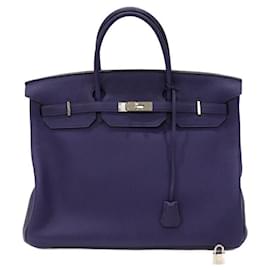 Hermès-Sac à main Hermès Birkin 40 bleu-Bleu