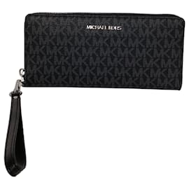 Michael Kors-Michael Kors Continental Wallet in Black Coated Canvas-Black