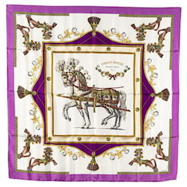 Hermès-Hermès HARNAIS FRANCAIS PREMIER EMPIRE Écharpe en Soie-Violet