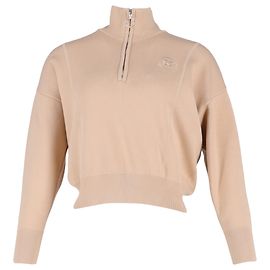 Beige Baumwoll-Pullover mit halbem Reißverschluss von Sandro Paris Beige