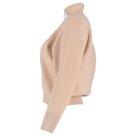 Sandro- Sandro Paris Embroidered Half-Zip Sweater in Beige Cotton-Beige