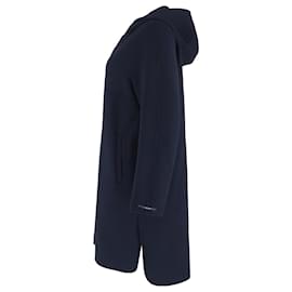 Max Mara- Max Mara Hooded Coat in Navy Blue Wool-Blue,Navy blue
