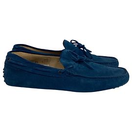 Mocassini Gommino Tod's in Camoscio Blu Blu