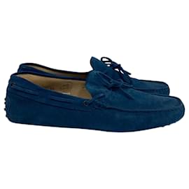 Tod's-Tod's Gommino Loafers in Blue Suede	-Blue