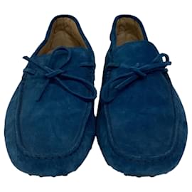 Tod's-Tod's Gommino Loafers in Blue Suede	-Blue