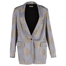 Blazer Jacquard à Un Bouton Blanchet de Dries Van Noten en Viscose Argentée Argenté Métallisé