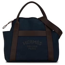 Hermès-Sac tote 2WAY en toile et cuir Hermes-Noir