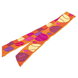 Hermès-Foulard en soie Twilly Hermes-Orange