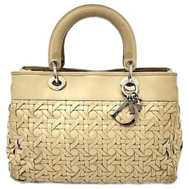 Dior-Christian Dior Woven Cannage Tote Bag -Brown