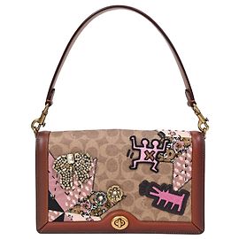 Bolsa transversal Coach x Keith Haring Riley em lona revestida marrom Marrom