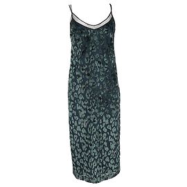 Robe slip Dudania Devoré en velours vert Hugo Boss Vert
