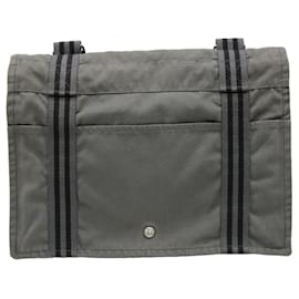 Hermès-Sac messager MM en toile nylon Hermes-Gris
