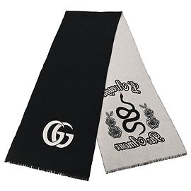 Écharpe Kingsnake Gucci en laine noire Noir