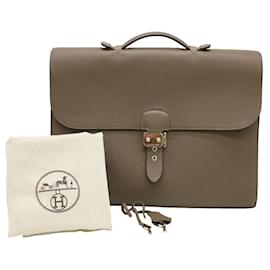 Hermès-Hermes Togo Leather Sac a Depeche Briefcase-Grey