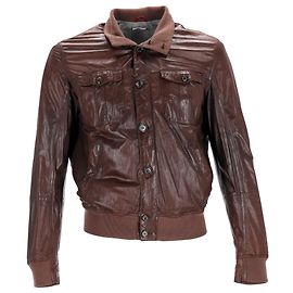 Brunello Cucinelli Bomber Jacket in Brown Leather Brown