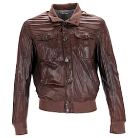 Brunello Cucinelli-Brunello Cucinelli Bomber Jacket in Brown Leather-Brown