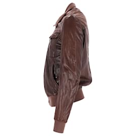 Brunello Cucinelli-Brunello Cucinelli Bomber Jacket in Brown Leather-Brown