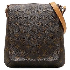 Borsa a spalla lunga Musette Salsa Monogram Louis Vuitton in pelle PVC marrone Marrone