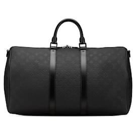 Louis Vuitton-Louis Vuitton Keepall Bandouliere 50 Monogram Taurillon Boston Bag-Black