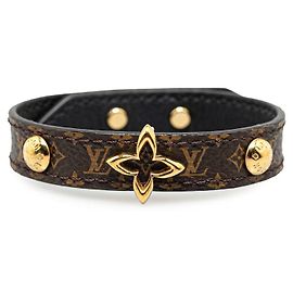 Miu Miu Pulsera Monogram Blooming Louis Vuitton M6534F Marrón Oro PVC Castaño