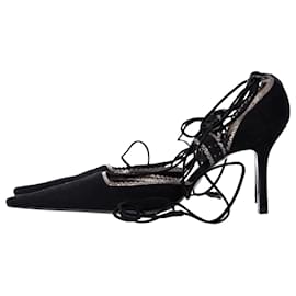Givenchy-Givenchy Lace Up Pointed Pumps in Black Suede-Black