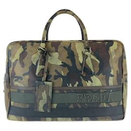Prada-Prada Saffiano Camouflage Leather Briefcase-Green