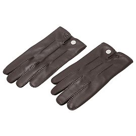 Hermès Hermes Sellier Button Lambskin Gloves Brown