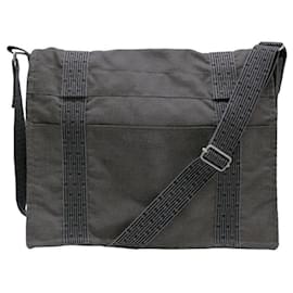 Hermès-Sac messager MM en toile nylon Hermes-Gris